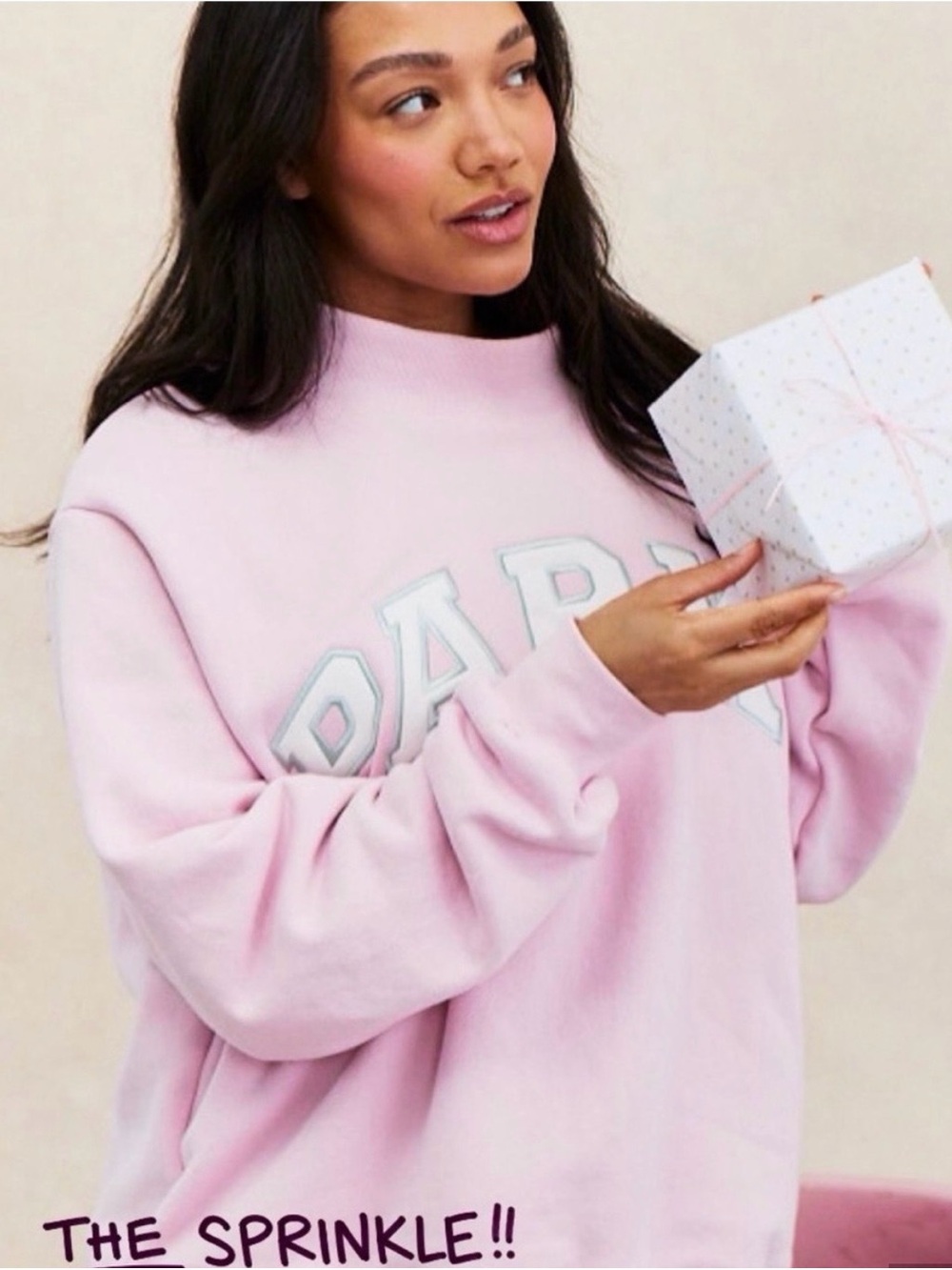 PARKE Birthday Drop, Authentic, Varsity Mockneck, “Sprinkle”, Heritage, Pink XXL